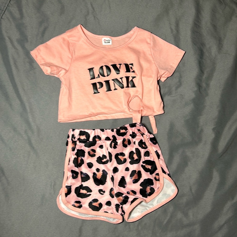 Pat Pat ‘Love Pink’ Tank and Pink Camo Shorts Set, size 18~24m